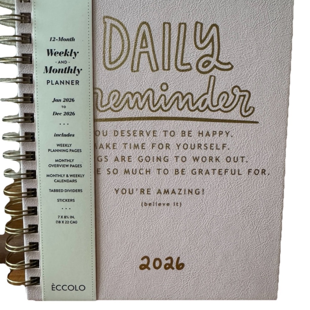 2026 Planners, Eccolo Spiral Agenda Planner, Weekly & Monthly Pages, 12 Months